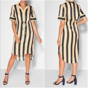 Scotch & Soda Striped Drawstring Multicolor Shirt Dress Green Yellow Size Small
